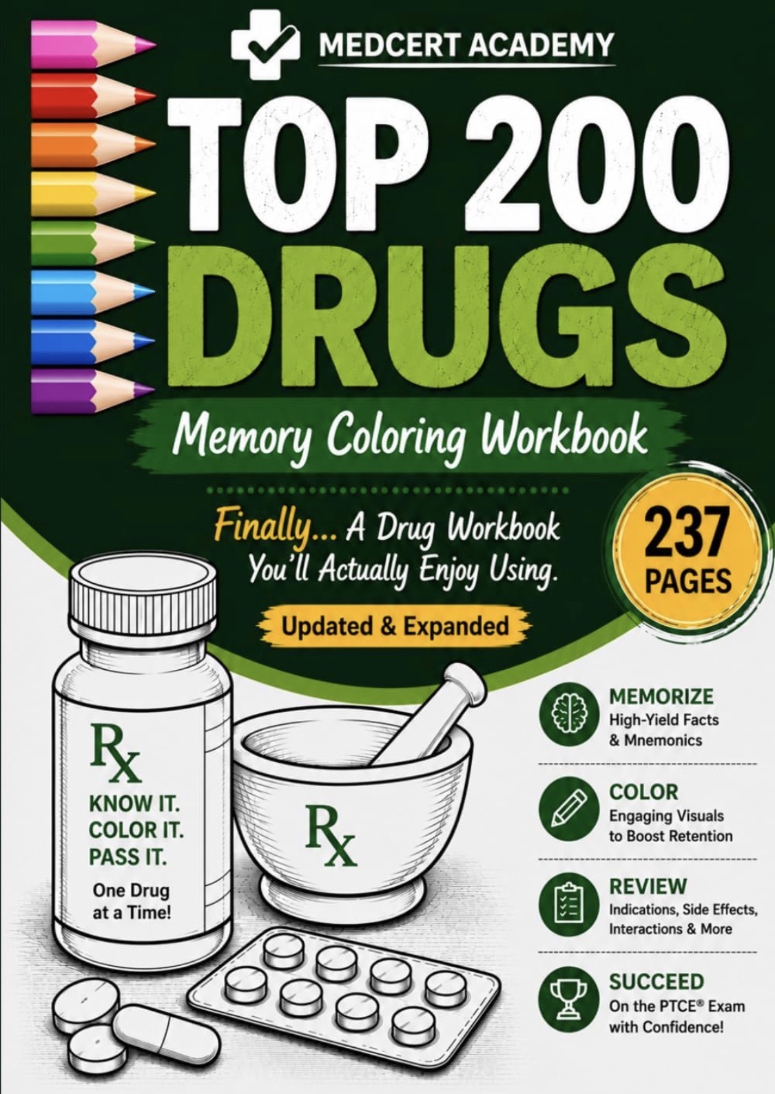 Top 200 Drugs Memory Coloring Workbook cover